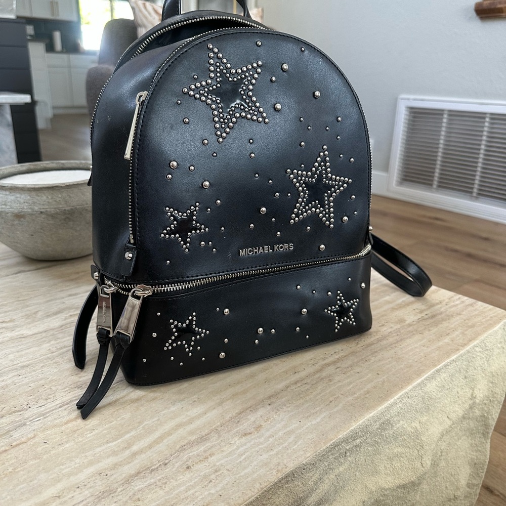 Michael Kors Black Star Studded Backpack